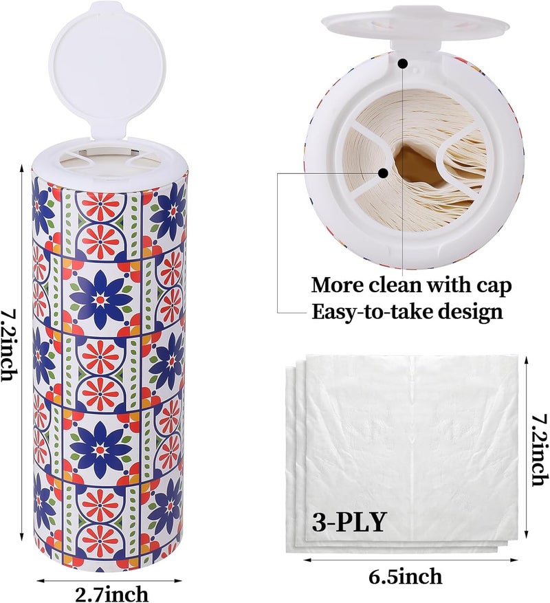 CarsonWorks Car Tissues Cylinder 4 Packs Canned Tissue Cylinder Tissue Boxes Fit for Car Cup Holder, Car Cup Holder Facial Tissues(4 Canisters/200 Tissues) - Image 2